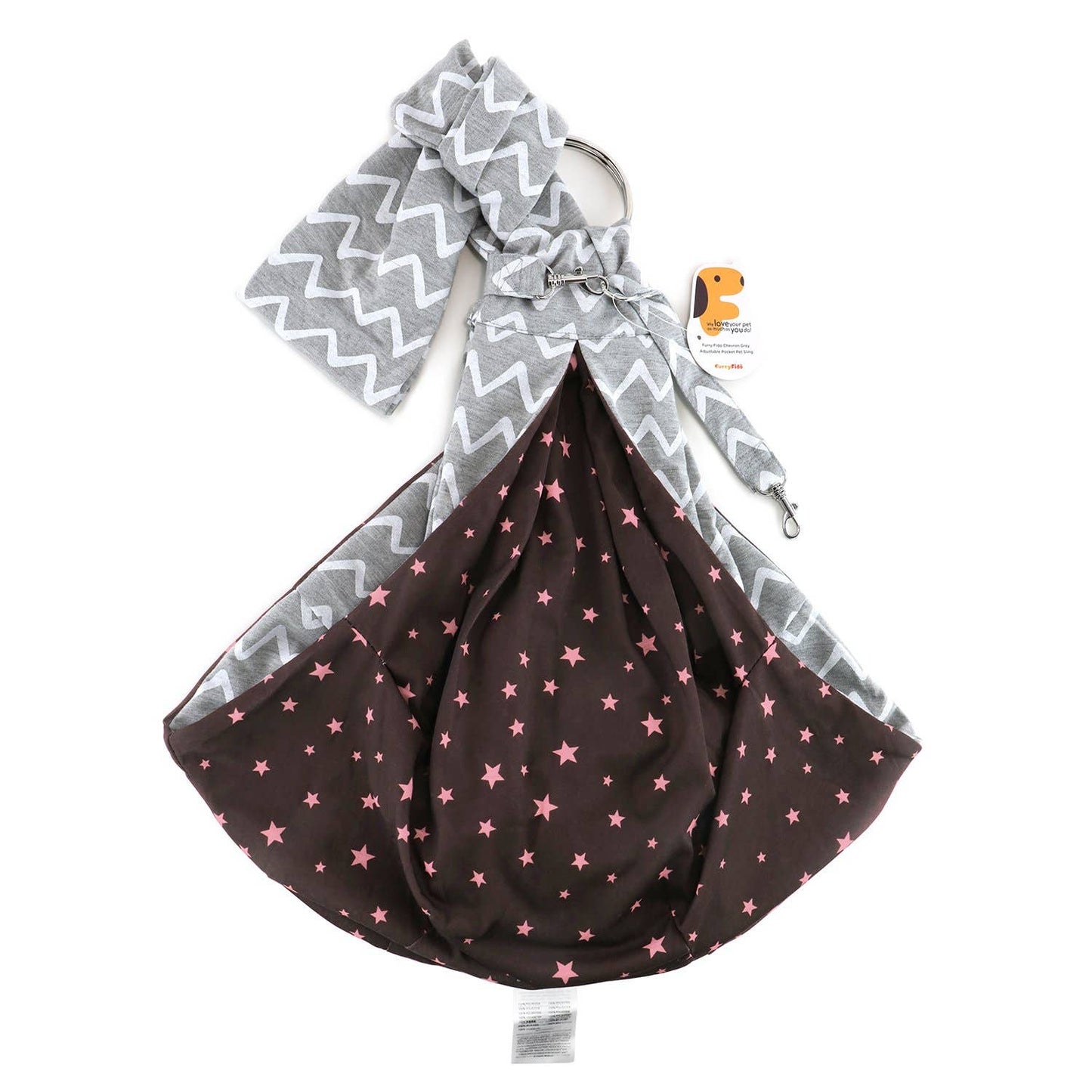 Furry Fido Adjustable Pocket Pet Sling - Chevron Grey