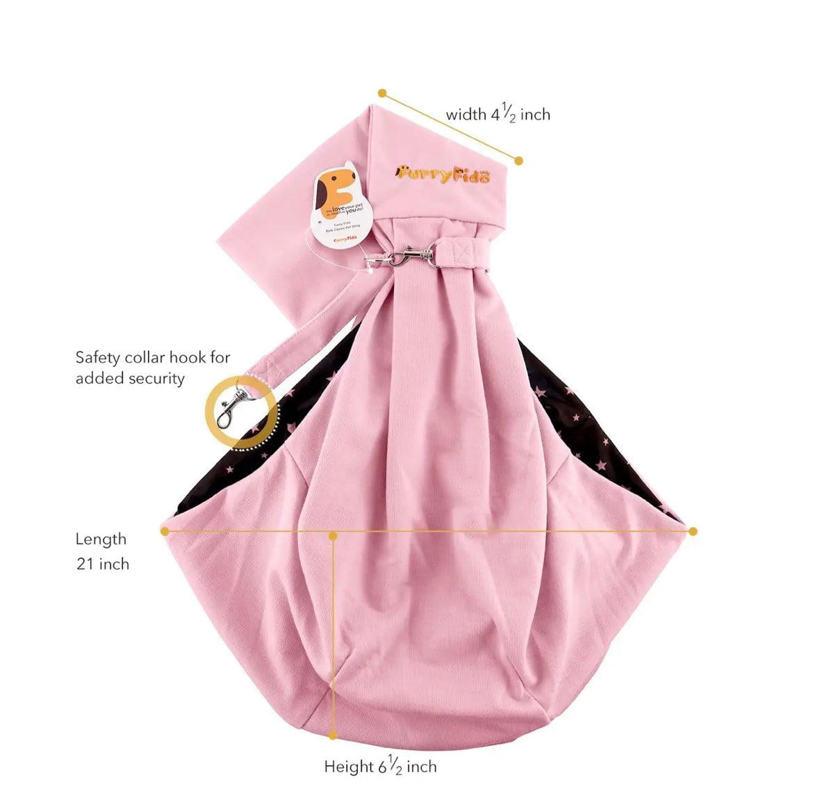 Furry Fido Classic Pet Sling - Pink Reversible Slings